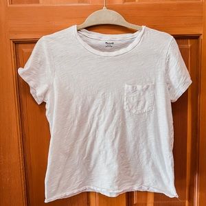 White Madewell Crew Neck Tee with Pocket